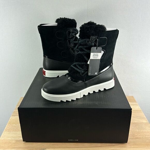 Sorel Joan of Artic Next Lite WP Boot- Black/Sea Salt- Size 8- NIB - Picture 1 of 8